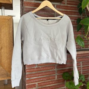 Beige/Gray Cropped Crewneck